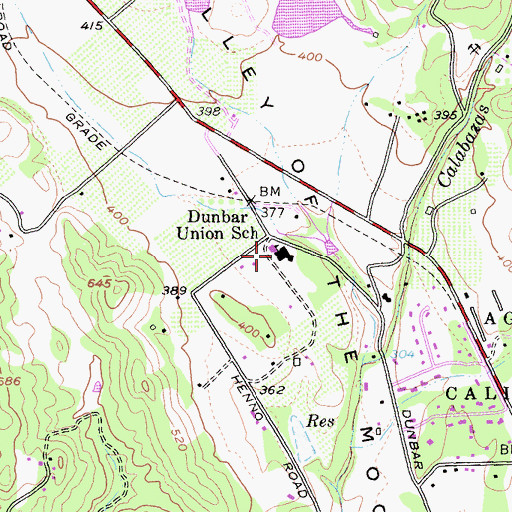 Topographic Map of Dunbar Elementary School, CA