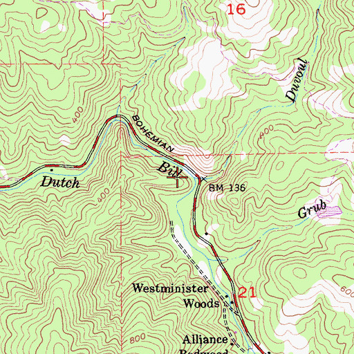 Topographic Map of Duvoul Creek, CA
