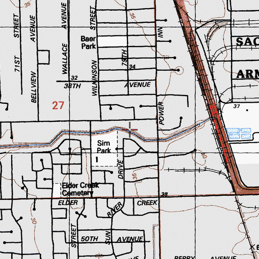 Topographic Map of Elder Creek Elementary School, CA