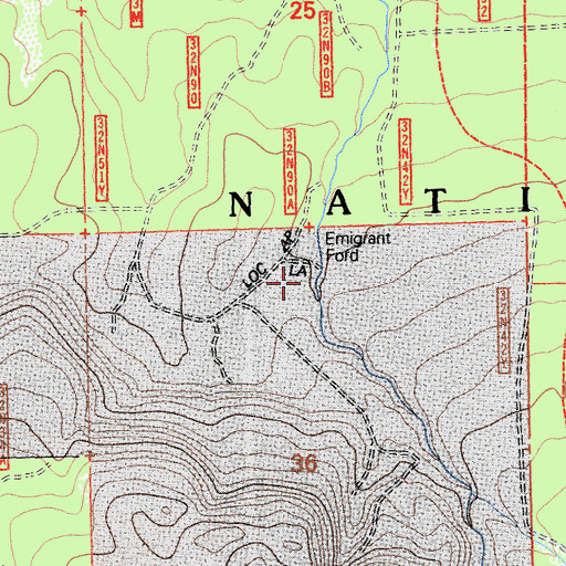 Topographic Map of Emigrant Ford Campground, CA