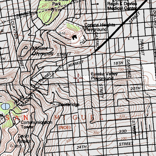 Topographic Map of Eureka Valley Playground, CA