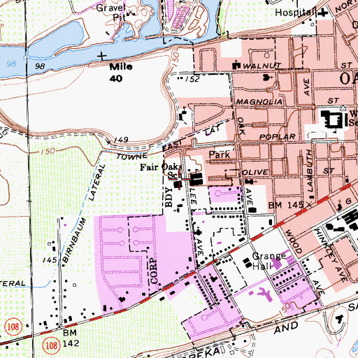 Topographic Map of Fair Oaks Elementary School, CA