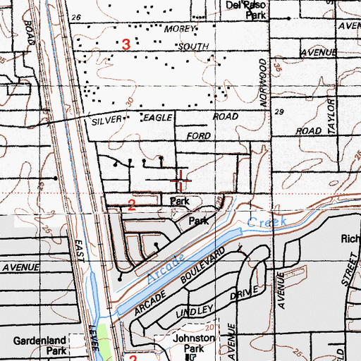 Topographic Map of Fairbanks Elementary School, CA