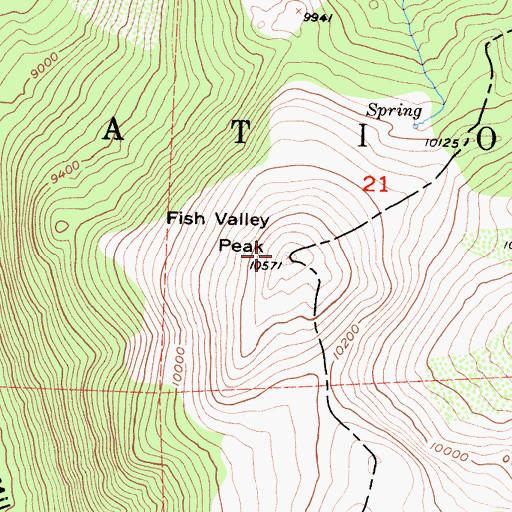 Topographic Map of Fish Valley Peak, CA