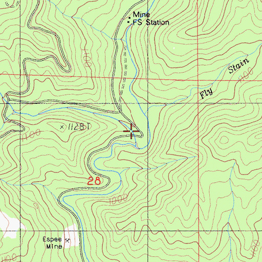 Topographic Map of Fly Stain Creek, CA