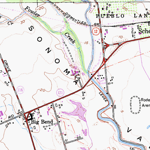 Topographic Map of Fowler Creek, CA