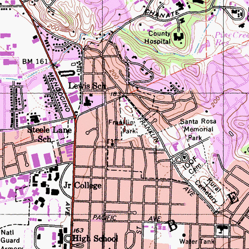 Topographic Map of Franklin Park, CA