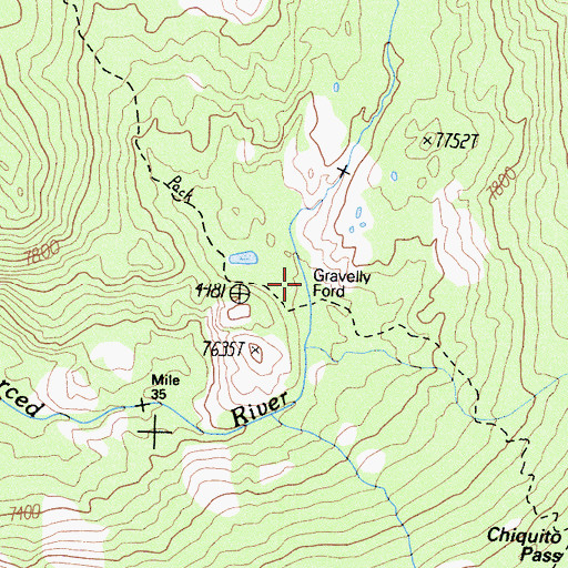 Topographic Map of Gravelly Ford, CA