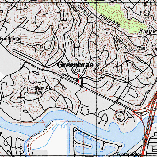 Topographic Map of Greenbrae, CA