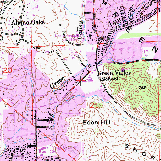 Topographic Map of Green Valley Elementary School, CA