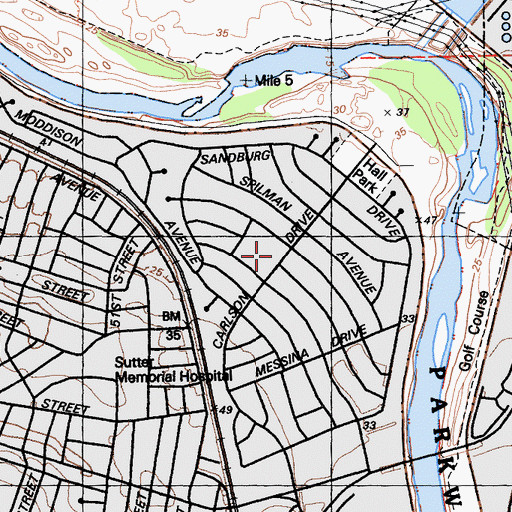 Topographic Map of Caleb Greenwood Elementary School, CA
