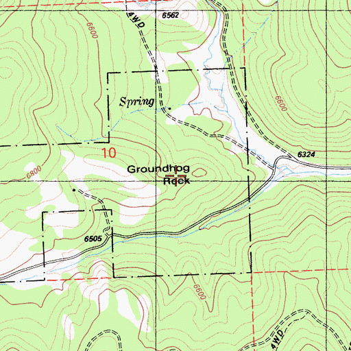 Topographic Map of Groundhog Rock, CA