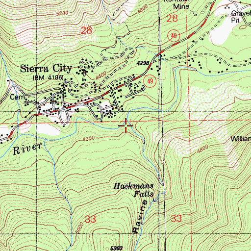 Topographic Map of Hackmans Ravine, CA