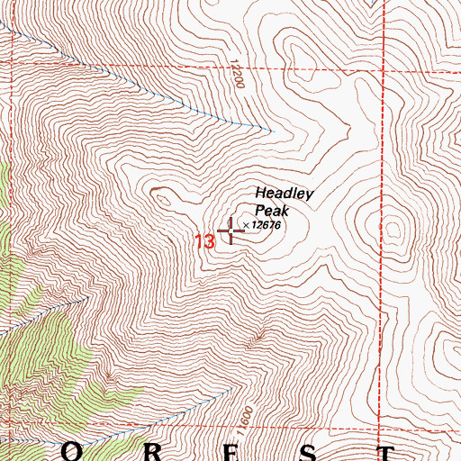 Topographic Map of Headley Peak, CA