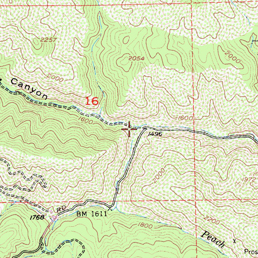 Topographic Map of Hideout Canyon, CA
