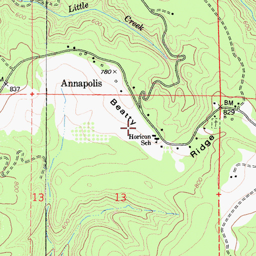 Topographic Map of Horicon Elementary School, CA