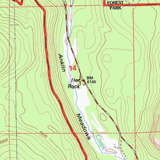 Topographic Map of Hot Rock, CA