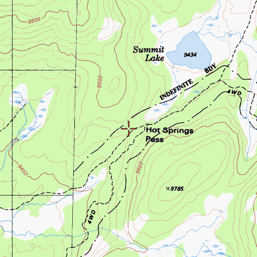 Topographic Map of Hot Springs Pass, CA