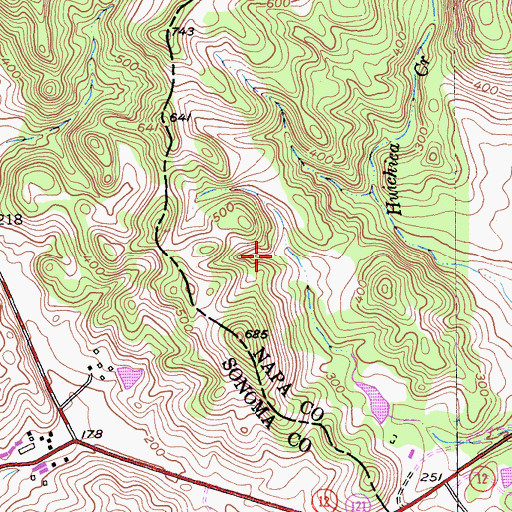 Topographic Map of Huichica, CA