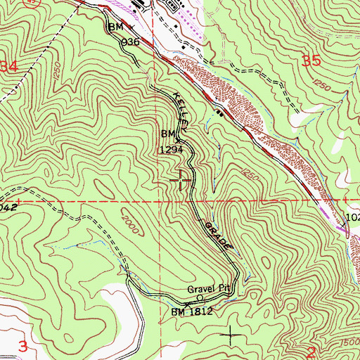 Topographic Map of Kelley Grade, CA