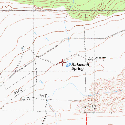 Topographic Map of Kirkwood Spring, CA