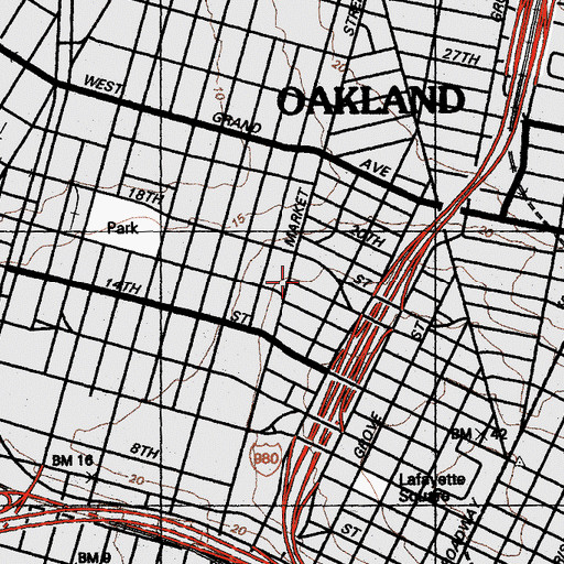 Topographic Map of Lafaette Elementary School, CA