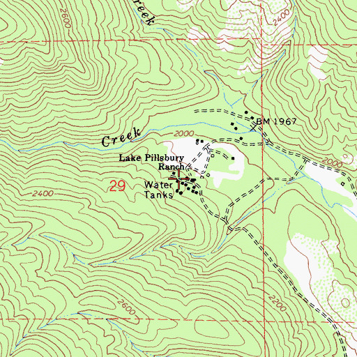 Topographic Map of Lake Pillsbury Ranch, CA
