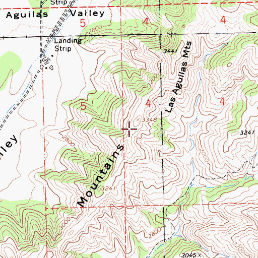 Topographic Map of Las Aguilas Mountains, CA