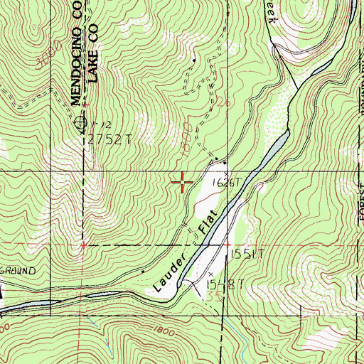 Topographic Map of Lauder Flat, CA