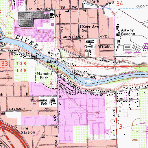 Topographic Map of Legion Park, CA