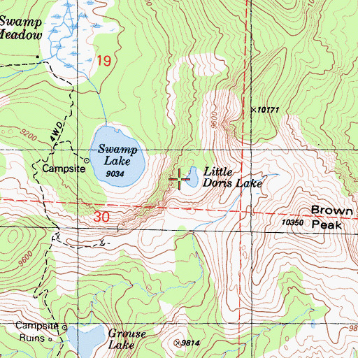 Topographic Map of Little Doris Lake, CA