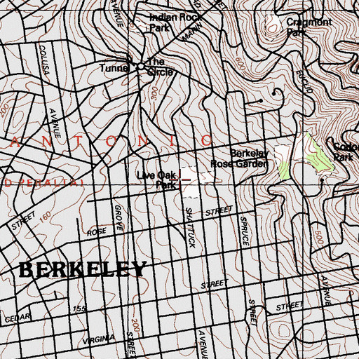 Topographic Map of Live Oak Park, CA