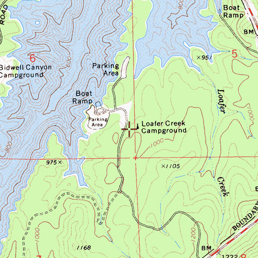 Topographic Map of Loafer Creek Campground, CA