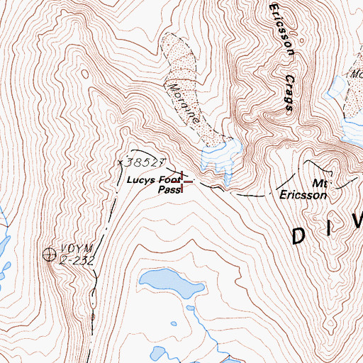 Topographic Map of Lucys Foot Pass, CA