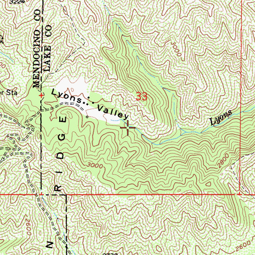 Topographic Map of Lyons Valley, CA