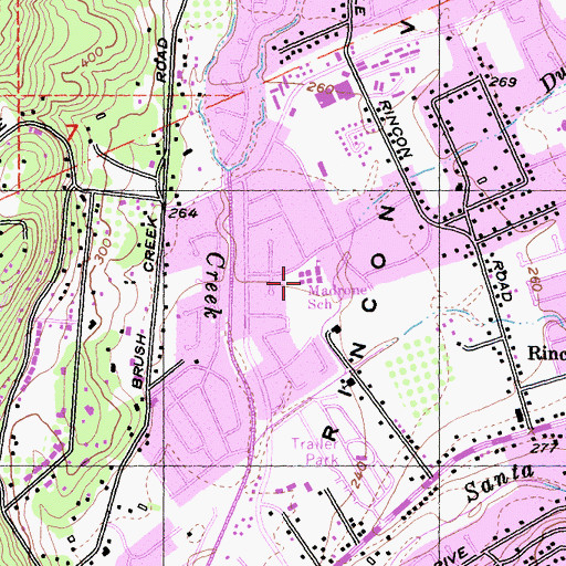 Topographic Map of Madrone Elementary School, CA