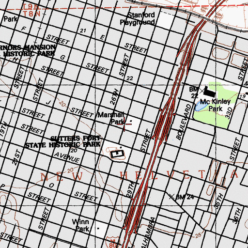 Topographic Map of Marshall Park, CA