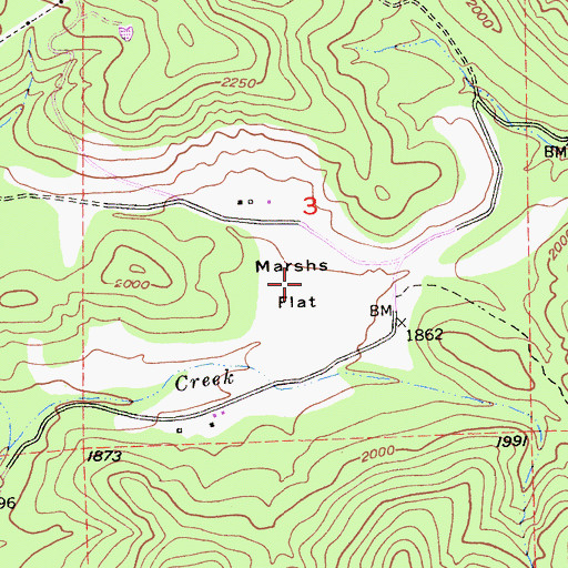 Topographic Map of Marshs Flat, CA