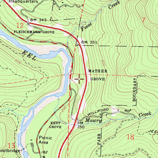 Topographic Map of Mather Grove, CA