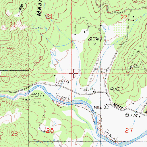 Topographic Map of Meamber Gulch, CA
