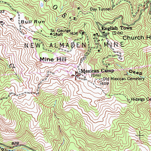 Topographic Map of Mexican Camp, CA