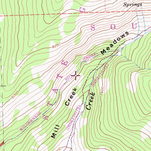 Topographic Map of Mill Creek Meadows, CA