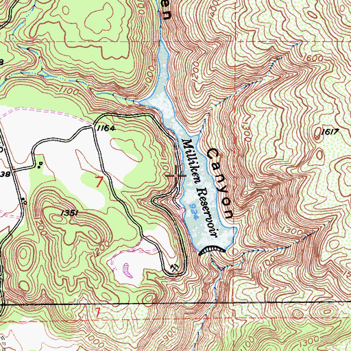 Topographic Map of Milliken Reservoir, CA