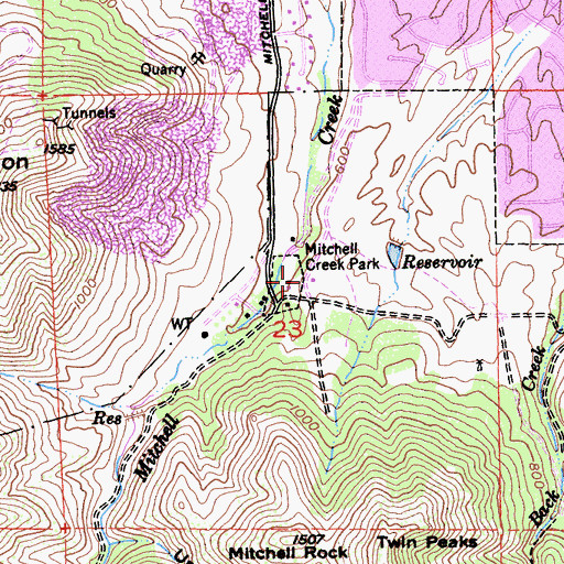 Topographic Map of Mitchell Creek Park, CA