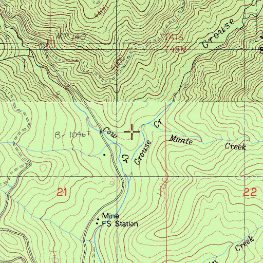 Topographic Map of Monte Creek, CA