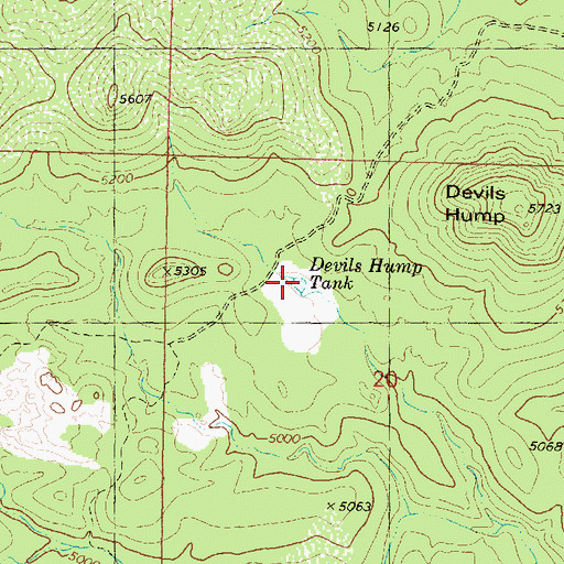 Topographic Map of Devils Hump Tank, AZ