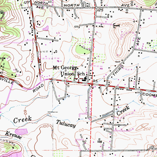 Topographic Map of Mount George Elementary School, CA