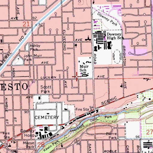 Topographic Map of John Muir Elementary School, CA
