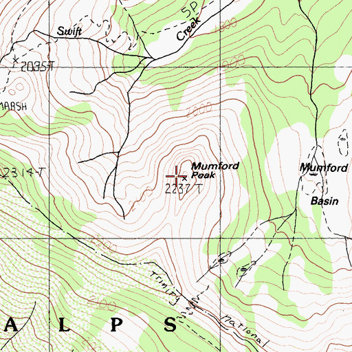 Topographic Map of Mumford Peak, CA