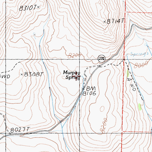 Topographic Map of Murphy Spring, CA